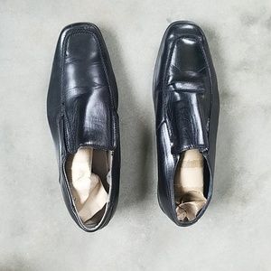 Black Leather Slip on Loafers